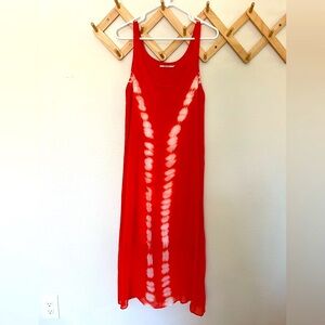 Language Red and White Tie-Dye Maxi Dress